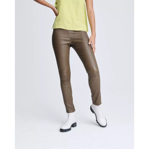Rag & Bone Simone Leather Pant Olive Size 6 - Picture 1 of 9